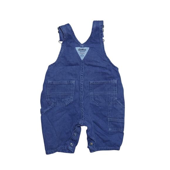OshKosh B’gosh Baby Railroad Stripe Shortall Overalls 0–3M Blue Vestbak - Picture 2 of 7